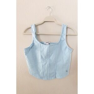 RSQ Corset Tank Top Light Blue Sleeveless Fitted Cropped XL